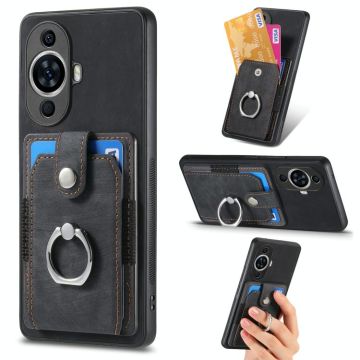 For Huawei nova 11 Retro Skin-feel Ring Card Wallet Phone Case(Black)