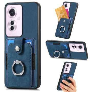 For OPPO Reno11 F 5G Retro Skin-feel Ring Card Wallet Phone Case(Blue)