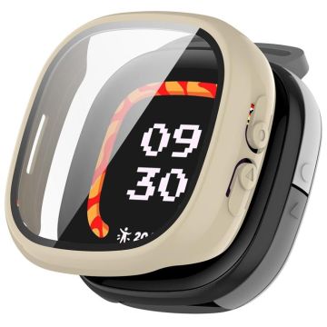 For Fitbit Ace LTE  PC + Tempered Glass Film Integrated Watch Protective Case(Ivory White)