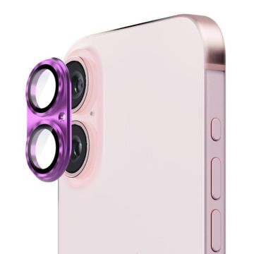 For iPhone 16 / 16 Plus ENKAY Aluminium Alloy Tempered Glass Lens Cover Film(Purple)