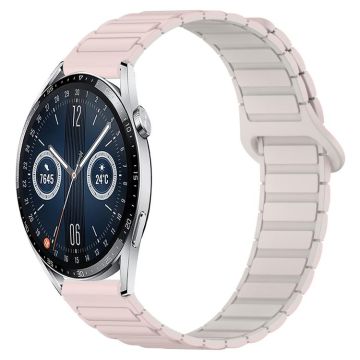 For&#x20;Huawei&#x20;Watch&#x20;GT3&#x20;42mm&#x20;Dual&#x20;Color&#x20;Magnetic&#x20;Buckle&#x20;20mm&#x20;Silicone&#x20;Watch&#x20;Band&#x28;Pink&#x2B;Starlight&#x29;