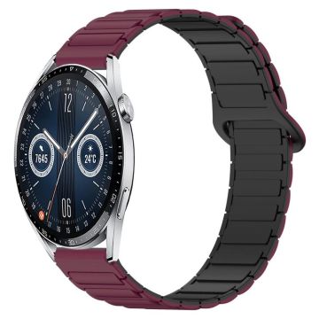 For&#x20;Huawei&#x20;Watch&#x20;GT3&#x20;42mm&#x20;Dual&#x20;Color&#x20;Magnetic&#x20;Buckle&#x20;20mm&#x20;Silicone&#x20;Watch&#x20;Band&#x28;Wine&#x20;Red&#x2B;Black&#x29;