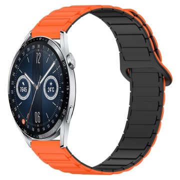 For&#x20;Huawei&#x20;Watch&#x20;GT3&#x20;42mm&#x20;Dual&#x20;Color&#x20;Magnetic&#x20;Buckle&#x20;20mm&#x20;Silicone&#x20;Watch&#x20;Band&#x28;Orange&#x2B;Black&#x29;