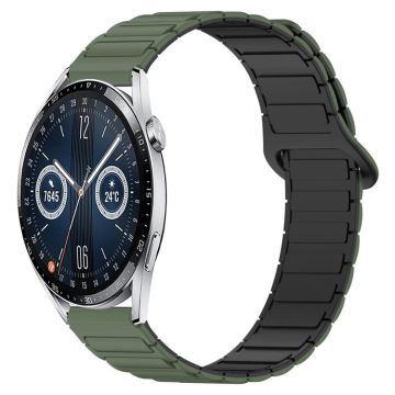 For&#x20;Huawei&#x20;Watch&#x20;GT3&#x20;42mm&#x20;Dual&#x20;Color&#x20;Magnetic&#x20;Buckle&#x20;20mm&#x20;Silicone&#x20;Watch&#x20;Band&#x28;Green&#x2B;Black&#x29;