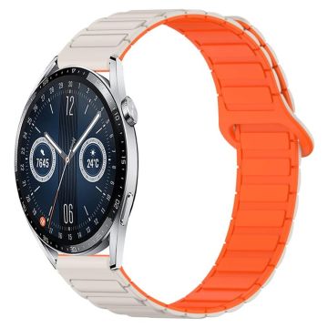 For&#x20;Huawei&#x20;Watch&#x20;GT3&#x20;42mm&#x20;Dual&#x20;Color&#x20;Magnetic&#x20;Buckle&#x20;20mm&#x20;Silicone&#x20;Watch&#x20;Band&#x28;Stralight&#x2B;Orange&#x29;