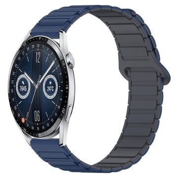 For&#x20;Huawei&#x20;Watch&#x20;GT3&#x20;42mm&#x20;Dual&#x20;Color&#x20;Magnetic&#x20;Buckle&#x20;20mm&#x20;Silicone&#x20;Watch&#x20;Band&#x28;Blue&#x2B;Grey&#x29;