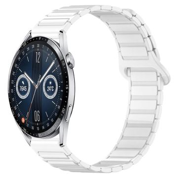 For Huawei Watch GT3 42mm Dual Color Magnetic Buckle 20mm Silicone Watch Band(White)