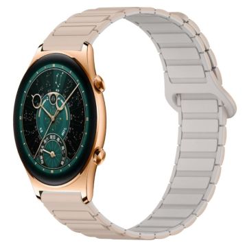 For Honor Watch GS 4 Dual Color Magnetic Buckle 22mm Silicone Watch Band(Milk Tea+Rocky White)