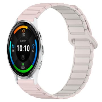For Garmin Venu 3 Dual Color Magnetic Buckle 22mm Silicone Watch Band(Pink+Starlight)