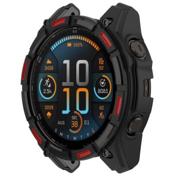 For Garmin Enduro 3 Armour Hollow TPU Half Coverage Watch Protective Case(Black Red)