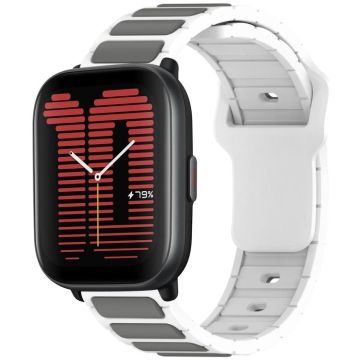 For Amazfit Active / GTR Mini / Bip 3 Flat Head Dual Color 20mm Quick Release Silicone Watch Band(White Gray)