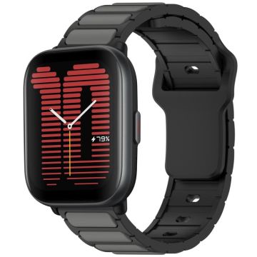 For Amazfit Active / GTR Mini / Bip 3 Flat Head Dual Color 20mm Quick Release Silicone Watch Band(Black Gray)