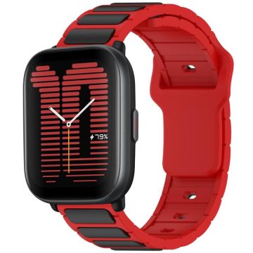 For Amazfit Active / GTR Mini / Bip 3 Flat Head Dual Color 20mm Quick Release Silicone Watch Band(Red Black)