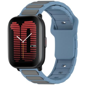 For Amazfit Active / GTR Mini / Bip 3 Flat Head Dual Color 20mm Quick Release Silicone Watch Band(Blue Gray)