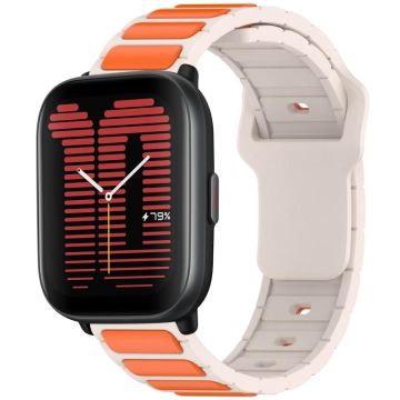 For Amazfit Active / GTR Mini / Bip 3 Flat Head Dual Color 20mm Quick Release Silicone Watch Band(Starlight Orange)