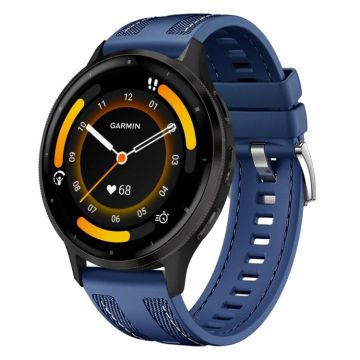 For Garmin Venu 3 Push Connector 22mm Hybrid Nylon Silicone Watch Band(Dark Blue)