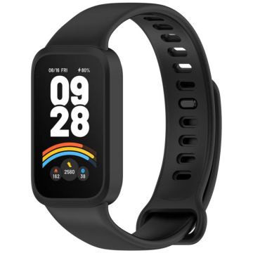 For Redmi Band 3 / Xiaomi Smart Band 9 Active Soft Silicone Integrated Watch Band(Black)