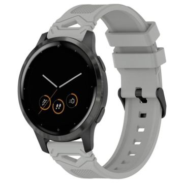 For Garmin Watch 22mm Dotted Black Buckle Silicone Watch Band(Grey)