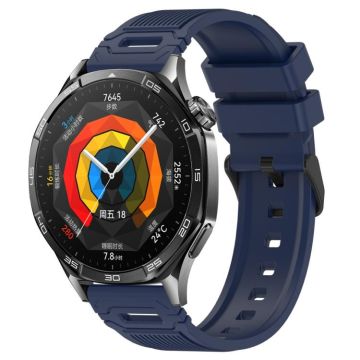 For Huawei Watch 22mm Vertical Pattern Black Buckle Silicone Watch Band(Midnight Blue)