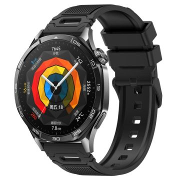 For Huawei Watch 22mm Vertical Pattern Black Buckle Silicone Watch Band(Black)