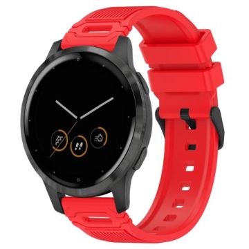 For Garmin Watch 22mm Vertical Pattern Black Buckle Silicone Watch Band(Red)