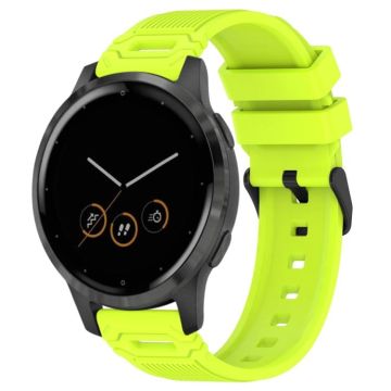 For Garmin Watch 22mm Vertical Pattern Black Buckle Silicone Watch Band(Lime Green)