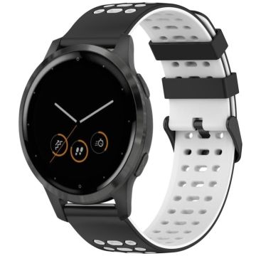 For Garmin Watch 22mm Three Rows Hole Two Color Silicone Watch Band(Black+White)
