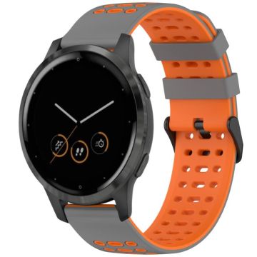 For Garmin Watch 22mm Three Rows Hole Two Color Silicone Watch Band(Grey+Orange)