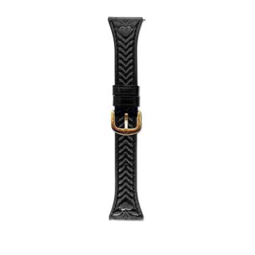 For Garmin Venu 3 Heart-Shaped Embossed 22mm Leather Watch Band(Black)