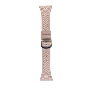 For Garmin Venu 3 Heart-Shaped Embossed 22mm Leather Watch Band(Pink)