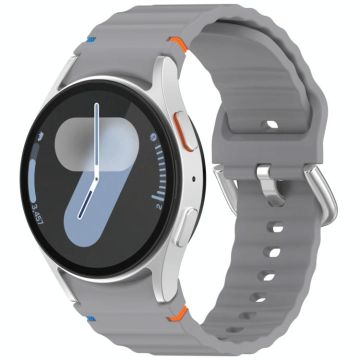 For Samsung Galaxy Watch 7 40 / 44mm Wavy Grain Stitched Silver Buckle Silicone Watch Band(Space Gray)