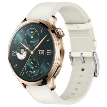 For Honor Watch 4 Pro Press Button 22mm Leather Watch Band(White)