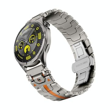 22mm Stainless Steel Butterfly Buckle Metal Watch Band(Titanium Orange)