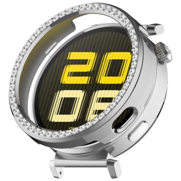 For Huawei Watch GT5 / GT4 41mm Single Row Diamond Half Coverage PC Hollow Watch Protective Case(Silver)