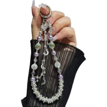 Clay Ball Crystal Beads Chain Mobile Phone Chain(Purple)