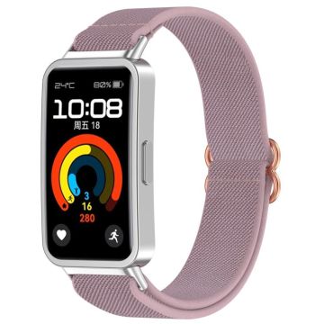 For Huawei Band 10 / 10 NFC / 9 / 9 NFC Slide Buckle Nylon Elastic Braided Watch Band(Light Purple)