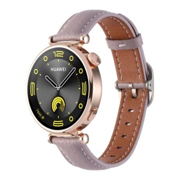 18mm Litchi Texture Square Buckle Genuine Leather Watch Band(Purple)