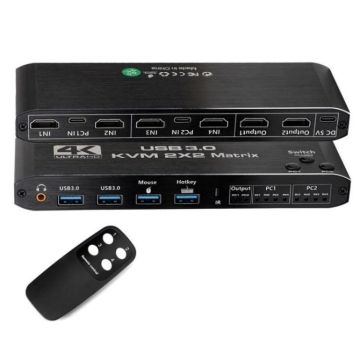 K3-1 4K 60Hz USB 3.0 Dual Screen Display Extender HDMI Matrix 2x2 KVM Switch