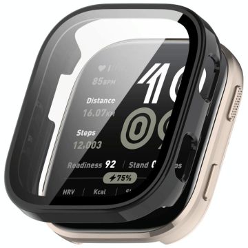 For Amazfit Bip 6 Tempered Film Integrated PC Watch Protective Case(Glossy Black)