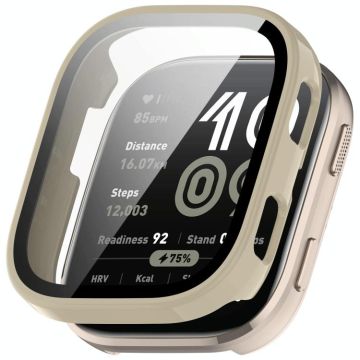 For Amazfit Bip 6 Tempered Film Integrated PC Watch Protective Case(Glossy  Ivory White)