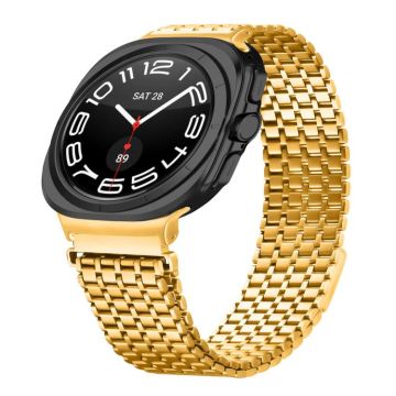 For Samsung Galaxy Watch Ultra 47mm Nine-beads Magnetic Buckle Stainless Steel Watch Band(Gold)