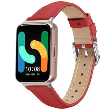 For Samsung Galaxy Fit3 Slim Genuine Leather Watch Band(Red)