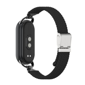 For Xiaomi Smart Band 10 / 9 / 8 Metal Head Two Sections Nylon Braided Watch Band(Black)