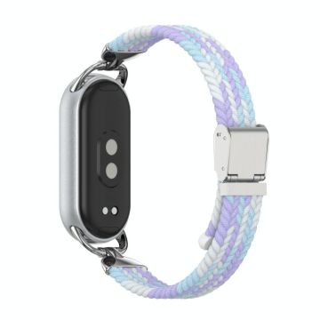 For Xiaomi Smart Band 10 / 9 / 8 Metal Head Two Sections Nylon Braided Watch Band(Violet)
