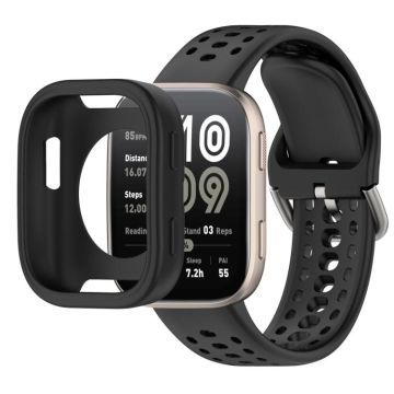 For Amazfit Bip 6 Sofe Case Integrated Silicone Watch Band(Black)