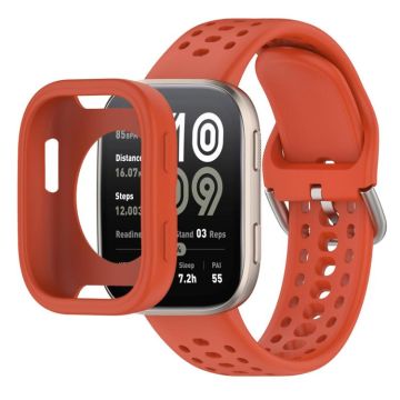 For Amazfit Bip 6 Sofe Case Integrated Silicone Watch Band(Red)