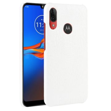 For Motorola Moto E6 Plus Shockproof Crocodile Texture PC + PU Case(White)