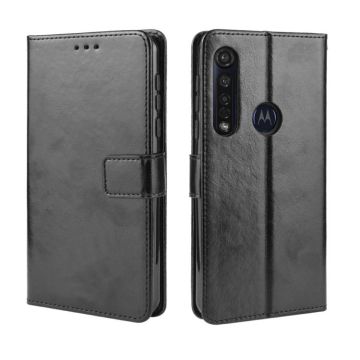 For  Motorola Moto G8 Plus Retro Crazy Horse Texture Horizontal Flip Leather Case with Holder & Card Slots & Photo Frame(Black)