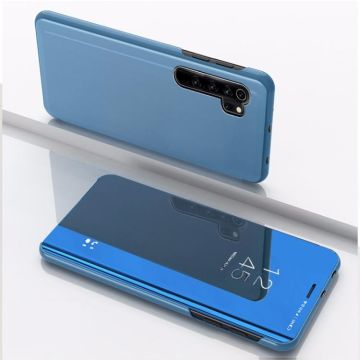 For Xiaomi Note 10 Plated Mirror Horizontal Flip Leather Cover with Stand Mobile Phone Holster(Blue)
