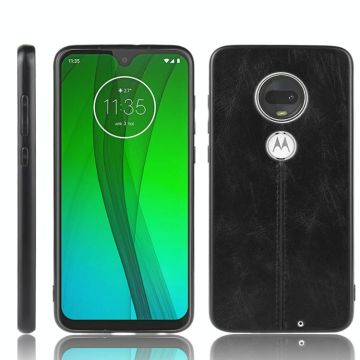 For Motorola Moto G7/G7 Plus Shockproof Sewing Cow Pattern Skin PC + PU + TPU Case(Black)